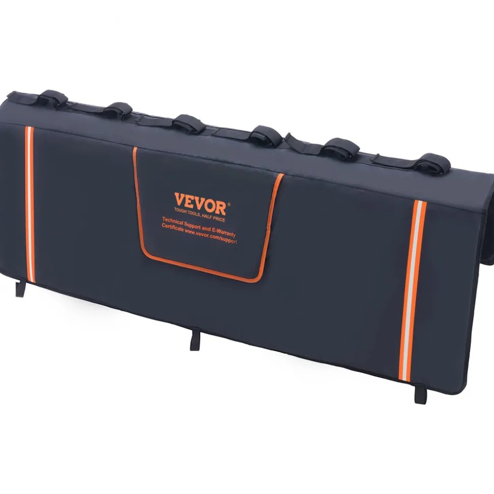 VEVOR Tailgate Bike Pad, 62" Truck Tailgate Pad Carry 6 Mountain Bikes, Tailgate Protection Pad with Reflective Strips and Tool Pockets, Tailgate Pad with Rear Camera Opening for Pickup Trucks