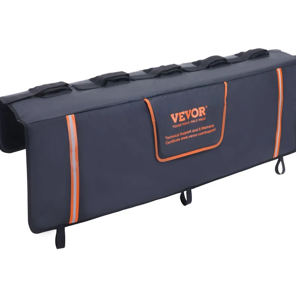 VEVOR Tailgate Bike Pad, 53" Truck Tailgate Pad Carry 5 Mountain Bikes, Upgraded Grooves Tailgate Protection Pad with Reflective Strips and Tool Pockets, with Camera Opening for Mid-Size Pickup Trucks