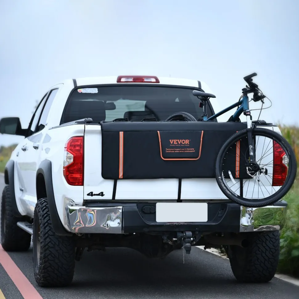VEVOR Tailgate Bike Pad, 53" Truck Tailgate Pad Carry 5 Mountain Bikes, Upgraded Grooves Tailgate Protection Pad with Reflective Strips and Tool Pockets, with Camera Opening for Mid-Size Pickup Trucks