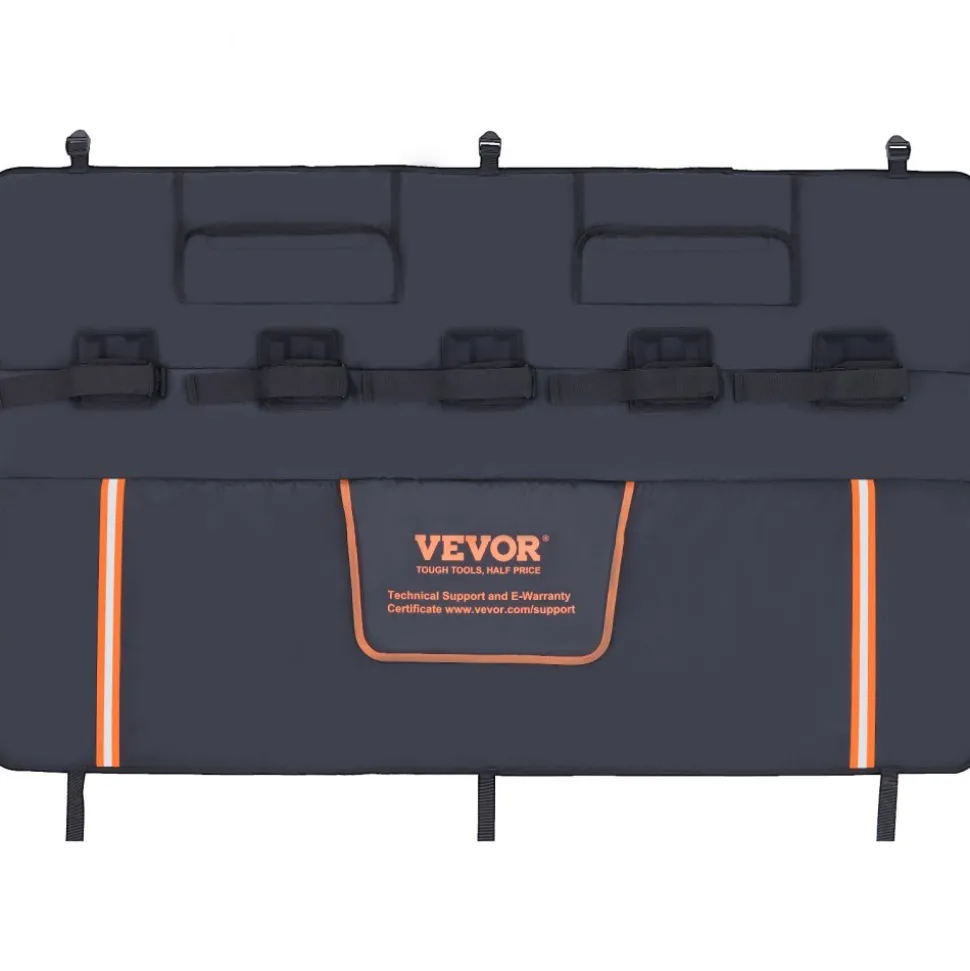 VEVOR Tailgate Bike Pad, 53" Truck Tailgate Pad Carry 5 Mountain Bikes, Upgraded Grooves Tailgate Protection Pad with Reflective Strips and Tool Pockets, with Camera Opening for Mid-Size Pickup Trucks