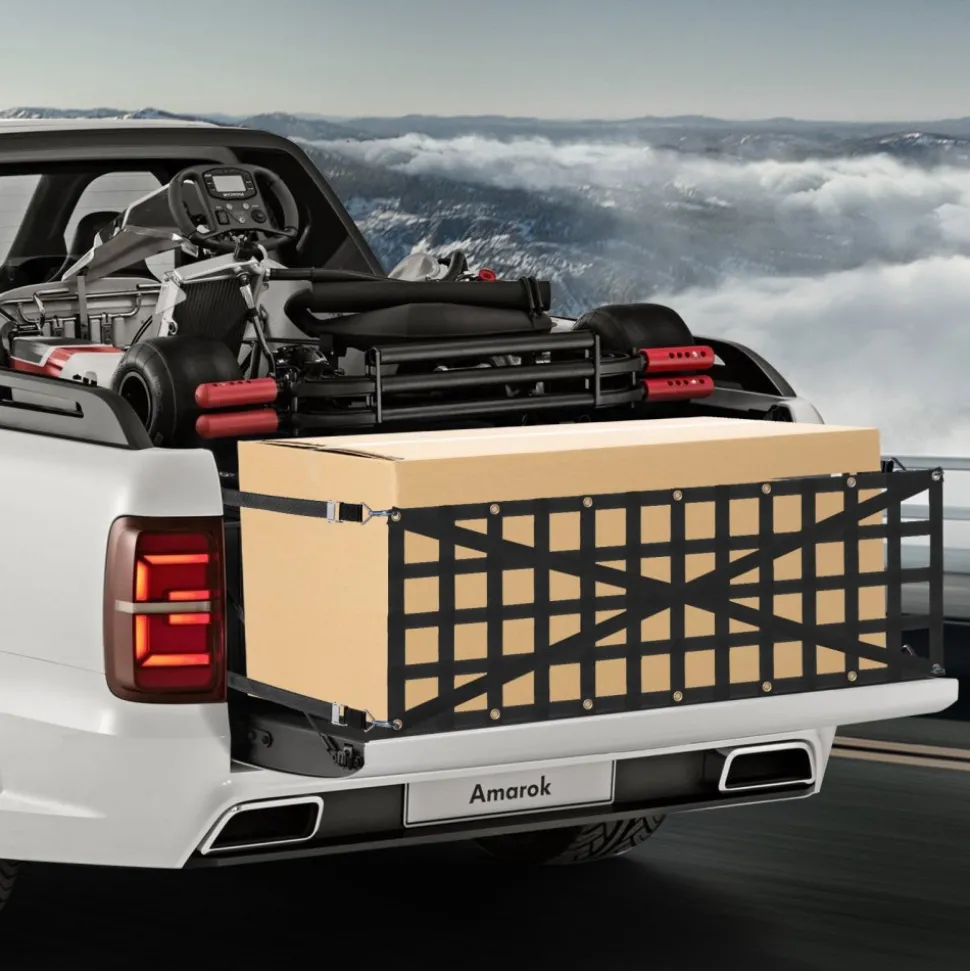 VEVOR Tailgate Net, 54 in x 18 in, Heavy Duty Cargo Net for Truck Bed with 4 Adjustable Telescopic Straps, Cross-reinforced Design, Extendable & Durable, Suitable for Pickup, Truck, Trailer, Jeep, SUV
