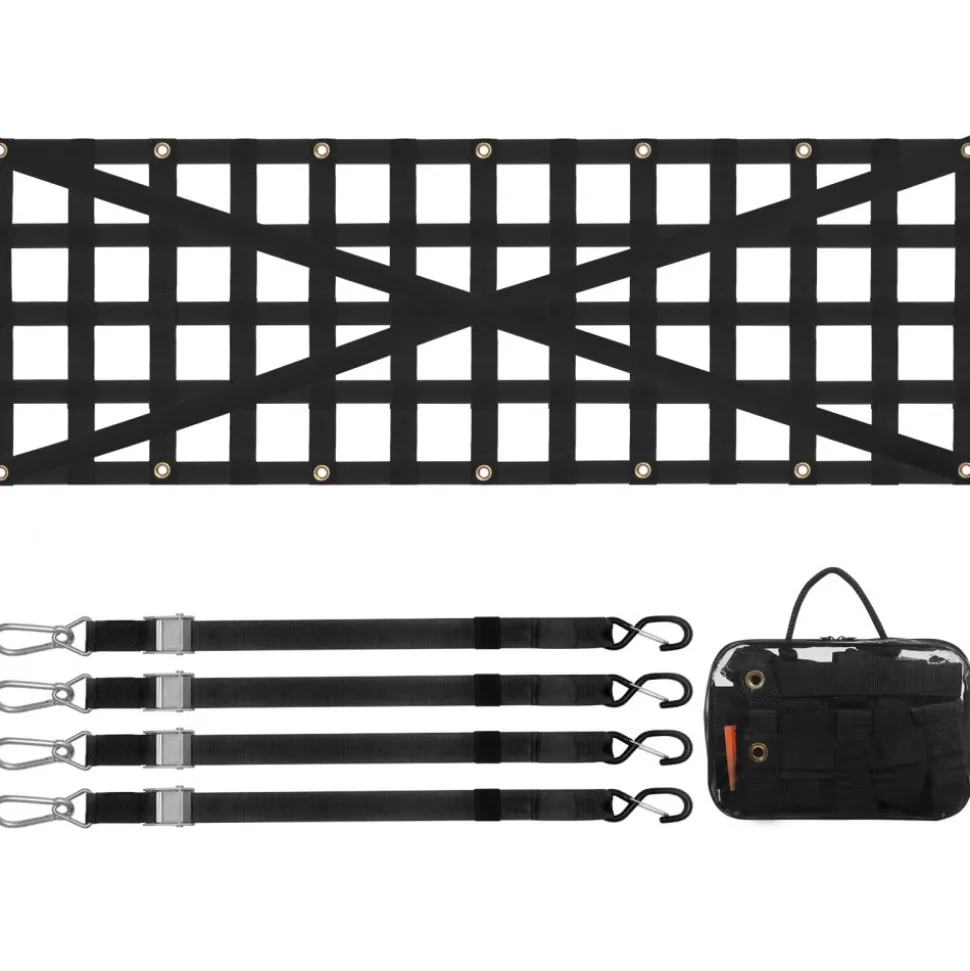 VEVOR Tailgate Net, 54 in x 18 in, Heavy Duty Cargo Net for Truck Bed with 4 Adjustable Telescopic Straps, Cross-reinforced Design, Extendable & Durable, Suitable for Pickup, Truck, Trailer, Jeep, SUV