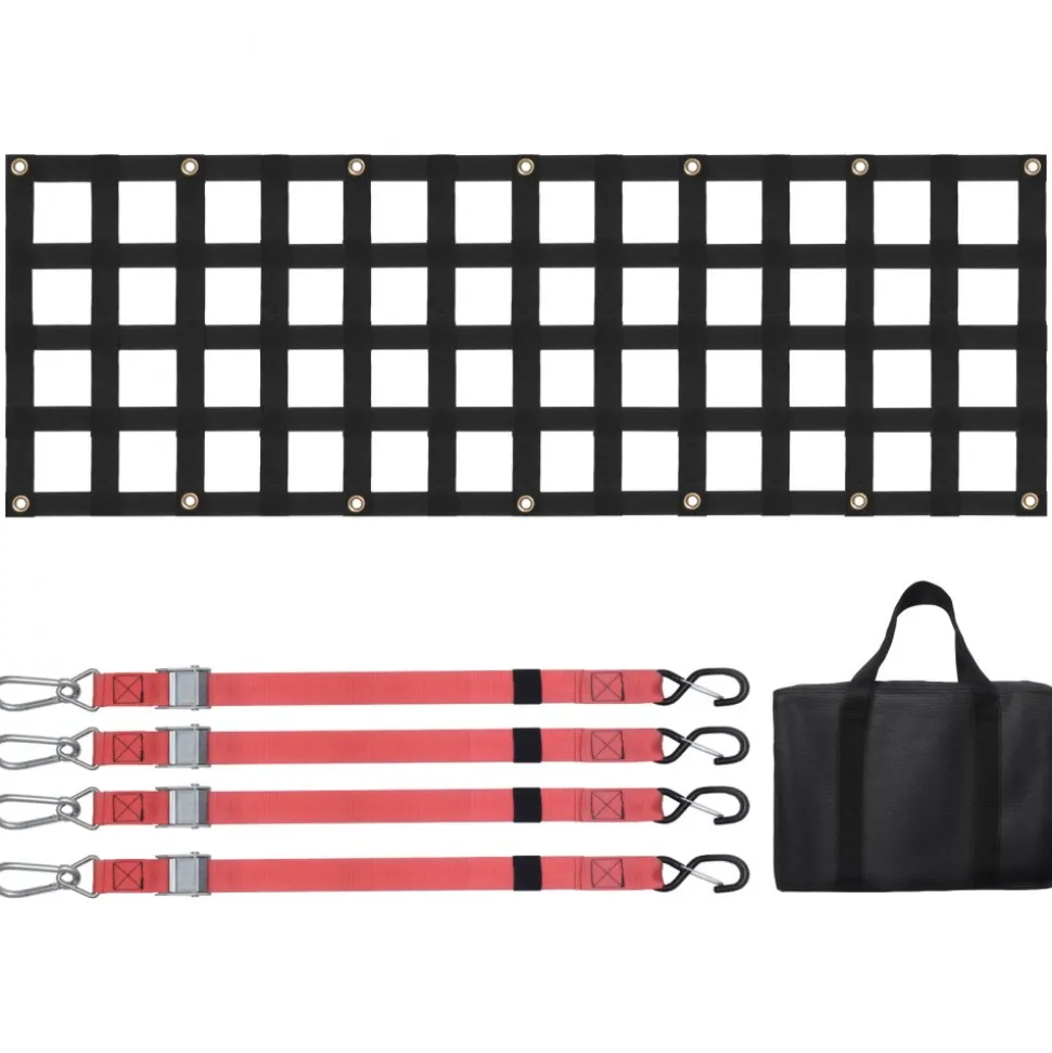 VEVOR Tailgate Net, 54 in x 18 in, Heavy Duty Cargo Net for Truck Bed with 4 Adjustable Telescopic Straps, Extendable & Durable, Flexible Adjustment, Suitable for Pickup, Trailer, Truck, Jeep, SUV