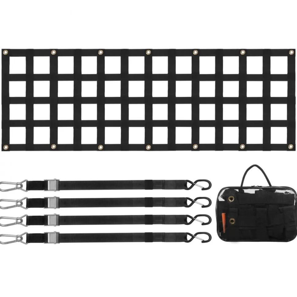 VEVOR Tailgate Net, 60 in x 18 in, Heavy Duty Cargo Net for Truck Bed with 4 Adjustable Telescopic Straps, Extendable & Durable, Flexible Adjustment, Suitable for Pickup, Trailer, Truck, Jeep, SUV