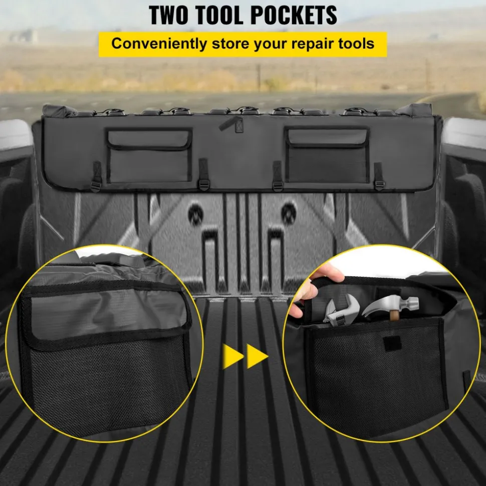 VEVOR Tailgate Pad, 54" Wide Pickup Truck Tailgate Bike Pad, Bike Tailgate Protection Cover Carries up to 5 Bikes, Truck Bed Bike Pad with PVC Outer Layer, Tool Pocket and Straps