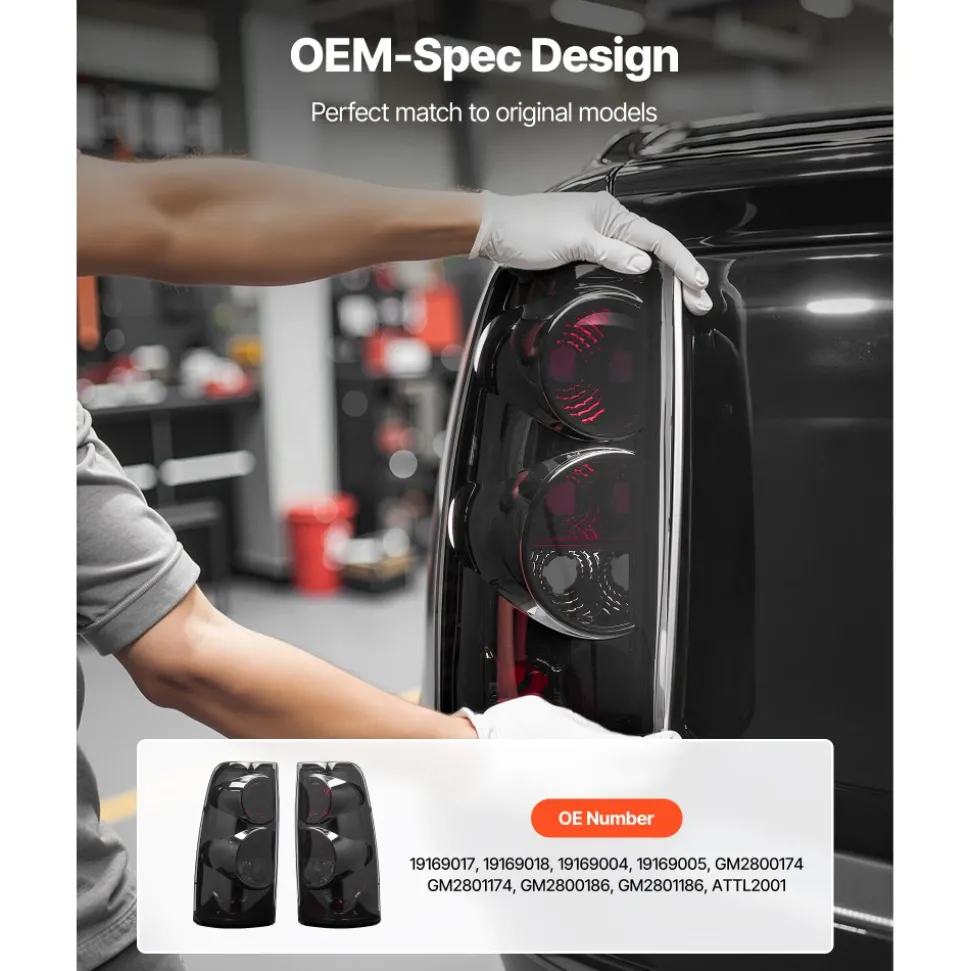 VEVOR Tail Light Assembly Compatible with 1999-2003 Chevy Silverado 1999-2006 GMC Sierra 1500 1500 HD 2500 2500 HD 3500, 2007 GMC Sierra Classic Driver & Passenger Side Taillights without Bulbs (2PCS)