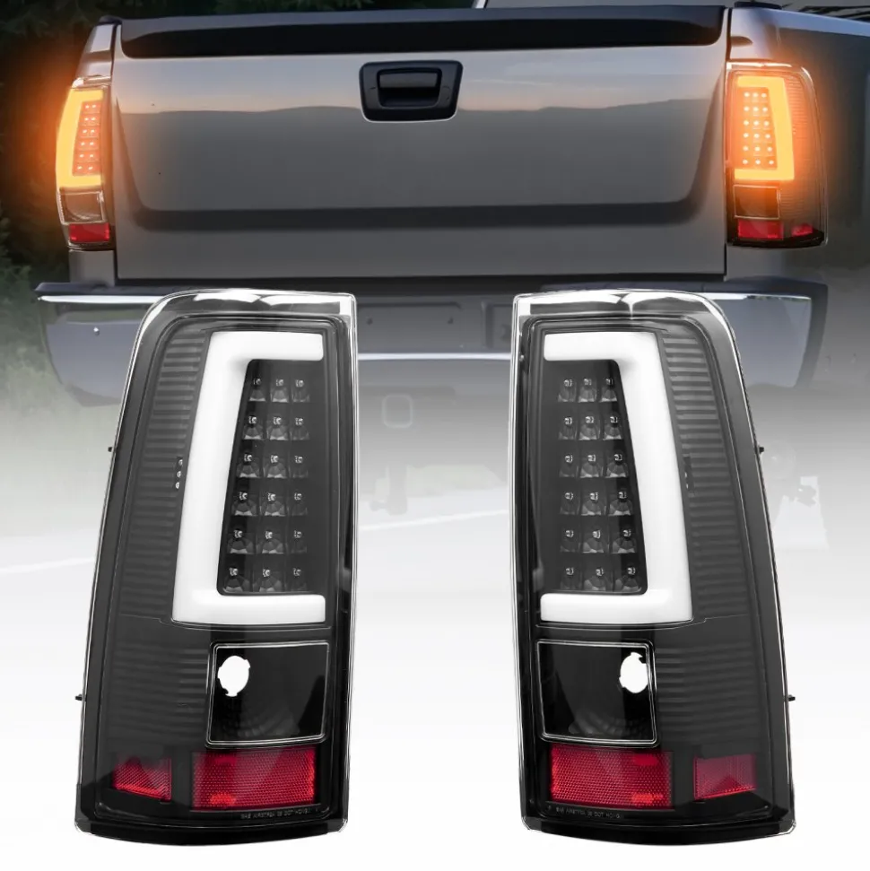 VEVOR Tail Light Assembly Compatible with 2003-2006 Chevy Silverado 1500 1500 HD 2500 2500 HD 3500, 2007-2007 Chevy Classic, 2PCS Driver & Passenger Side LED Taillight Brake Lamps with Bulbs, Black