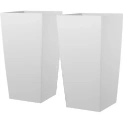 VEVOR Tall Planters Set of 2, 30 Inch Large Outdoor Taper Planters for Outdoor Indoor Plants, Front Porch Plastic Modern Flower Pots with Casters, Inner Pot & Drainage Holes for Patio, Garden, Black