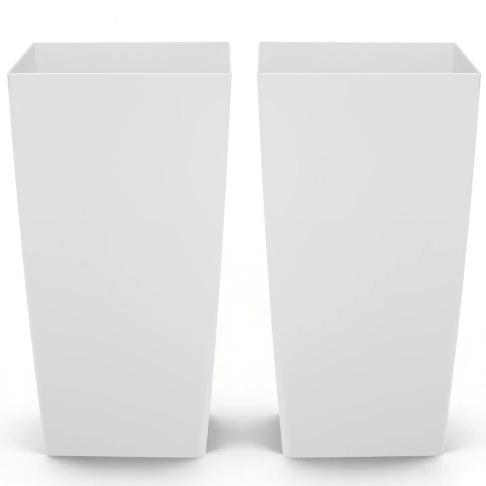 VEVOR Tall Planters Set of 2, 30 Inch Large Outdoor Taper Planters for Outdoor Indoor Plants, Front Porch Plastic Modern Flower Pots with Casters, Inner Pot & Drainage Holes for Patio, Garden, Black