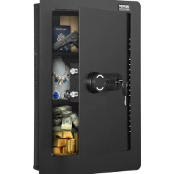 VEVOR 25.59" Tall Wall Safe, 3-Tier Hidden Wall Safe with Keypad, 3 Removable Shelves & 6 Key Holders, Q235 Cold-Rolled Steel In Wall Safe with LED Light & Vibration Alarm for Money, Jewelry, Passport