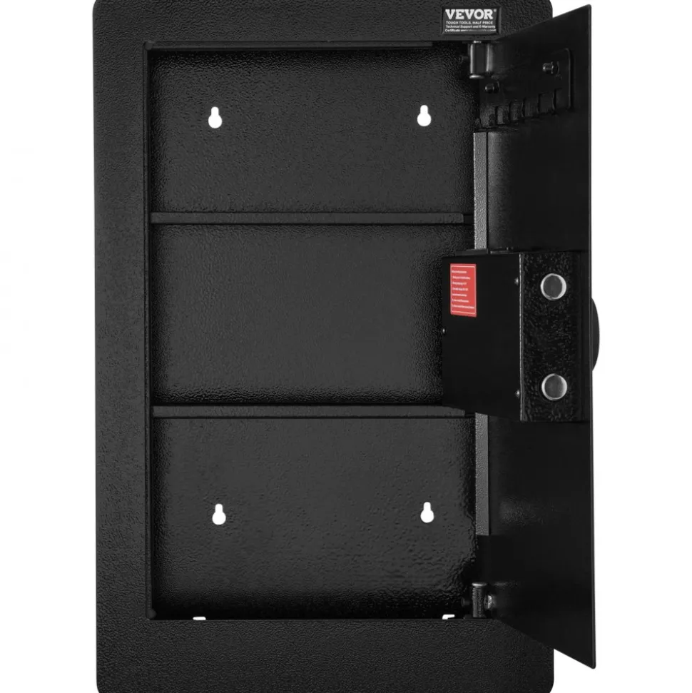 VEVOR 25.59" Tall Wall Safe, 3-Tier Hidden Wall Safe with Keypad, 3 Removable Shelves & 6 Key Holders, Q235 Cold-Rolled Steel In Wall Safe with LED Light & Vibration Alarm for Money, Jewelry, Passport