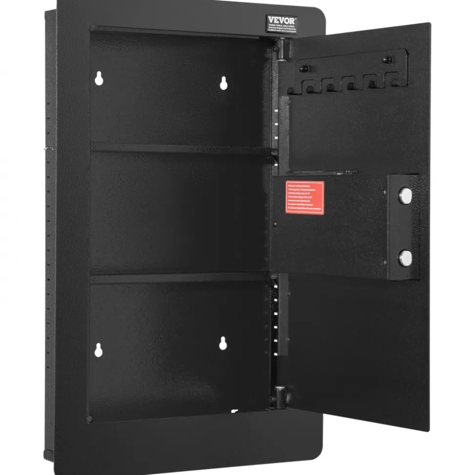VEVOR 25.59" Tall Wall Safe, 3-Tier Hidden Wall Safe with Keypad, 3 Removable Shelves & 6 Key Holders, Q235 Cold-Rolled Steel In Wall Safe with LED Light & Vibration Alarm for Money, Jewelry, Passport