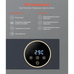 VEVOR Tankless Electric Water Heater, 36kW Instant Hot Water Heater Under Sink, On Demand for Bathroom, Kitchen, Office with LCD Touch Screen, Child Security Lock ,Space-Saving, 240V