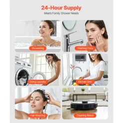 VEVOR Tankless Electric Water Heater, 36kW Instant Hot Water Heater Under Sink, On Demand for Bathroom, Kitchen, Office with LCD Touch Screen, Child Security Lock ,Space-Saving, 240V