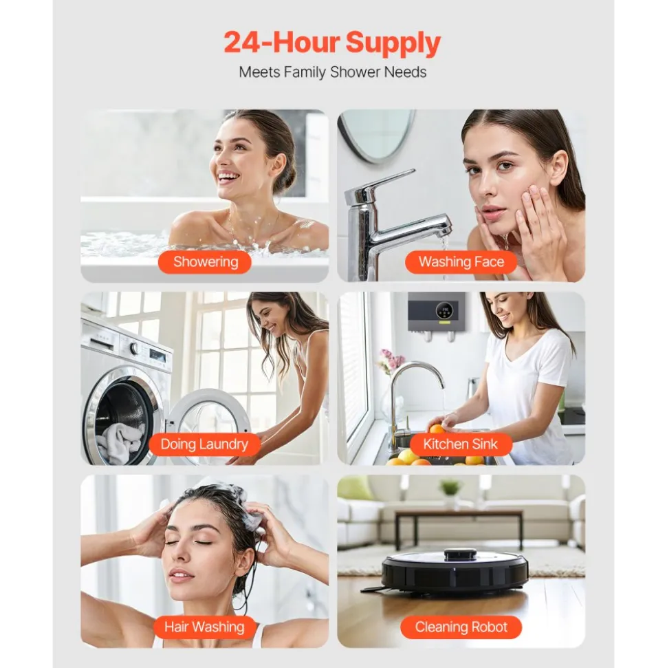 VEVOR Tankless Electric Water Heater, 36kW Instant Hot Water Heater Under Sink, On Demand for Bathroom, Kitchen, Office with LCD Touch Screen, Child Security Lock ,Space-Saving, 240V