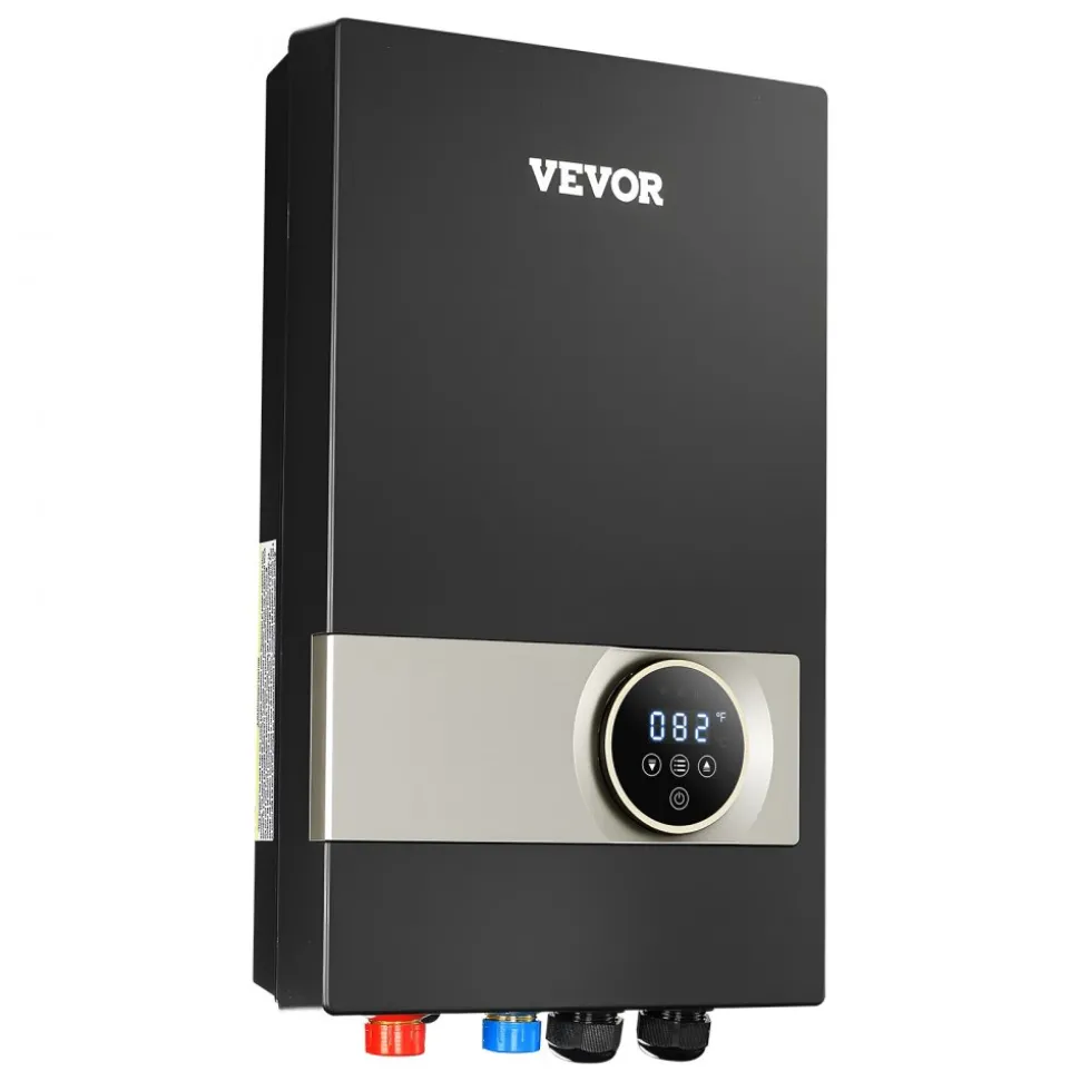 VEVOR Tankless Electric Water Heater, 27kW Instant Hot Water Heater Under Sink, On Demand for Bathroom, Kitchen, Office with LCD Touch Screen, Child Security Lock ,Space-Saving, 240V Black