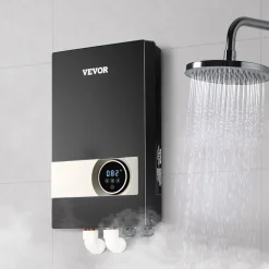 VEVOR Tankless Electric Water Heater, 27kW Instant Hot Water Heater Under Sink, On Demand for Bathroom, Kitchen, Office with LCD Touch Screen, Child Security Lock ,Space-Saving, 240V Black