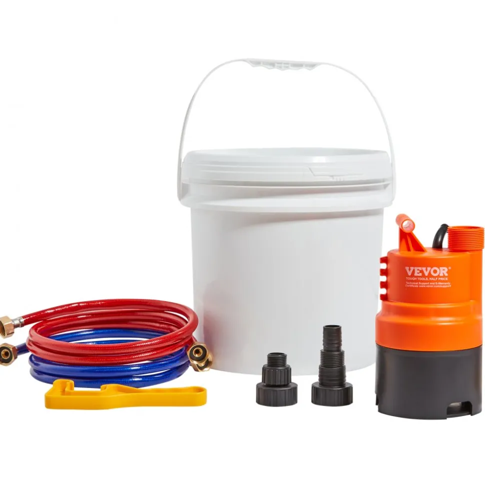 VEVOR Tankless Water Heater Flushing Kit, Includes Efficient Pump & 3.7 Gallon Pail & 2 Hoses, Wrench and Adapter for Quick Install, Easy to Start Water Heater Flush Descale Kit Anti-corrosion