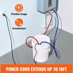 VEVOR Tankless Water Heater Flushing Kit, Includes Efficient Pump & 5 Gallon Pail & 2 Hoses & Descaling Powder, Wrench and Adapter for Quick Install Easy to Start, Water Heater Flush Kit