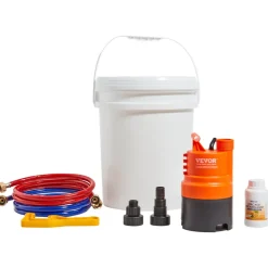 VEVOR Tankless Water Heater Flushing Kit, Includes Efficient Pump & 5 Gallon Pail & 2 Hoses & Descaling Powder, Wrench and Adapter for Quick Install Easy to Start, Water Heater Flush Kit