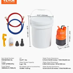 VEVOR Tankless Water Heater Flushing Kit, Includes Efficient Pump & 5 Gallon Pail & 2 Hoses & Descaling Powder, Wrench and Adapter for Quick Install Easy to Start, Water Heater Flush Kit