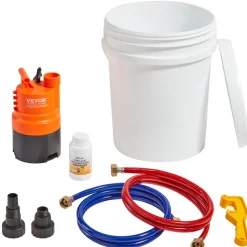 VEVOR Tankless Water Heater Flushing Kit, Includes Efficient Pump & 5 Gallon Pail & 2 Hoses & Descaling Powder, Wrench and Adapter for Quick Install Easy to Start, Water Heater Flush Kit