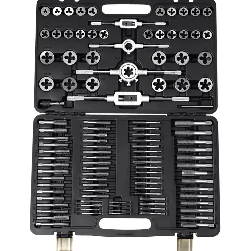 VEVOR Tap and Die Set, 110-Piece Include Metric Size M2 to M18, Bearing Steel Taps and Dies, Essential Threading Tool for Cutting External Internal Threads, with Complete Accessories and Storage Case