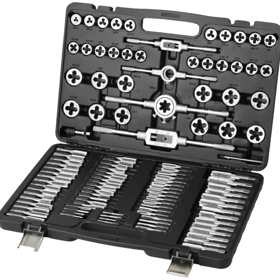 VEVOR Tap and Die Set, 110-Piece Include Metric Size M2 to M18, Bearing Steel Taps and Dies, Essential Threading Tool for Cutting External Internal Threads, with Complete Accessories and Storage Case