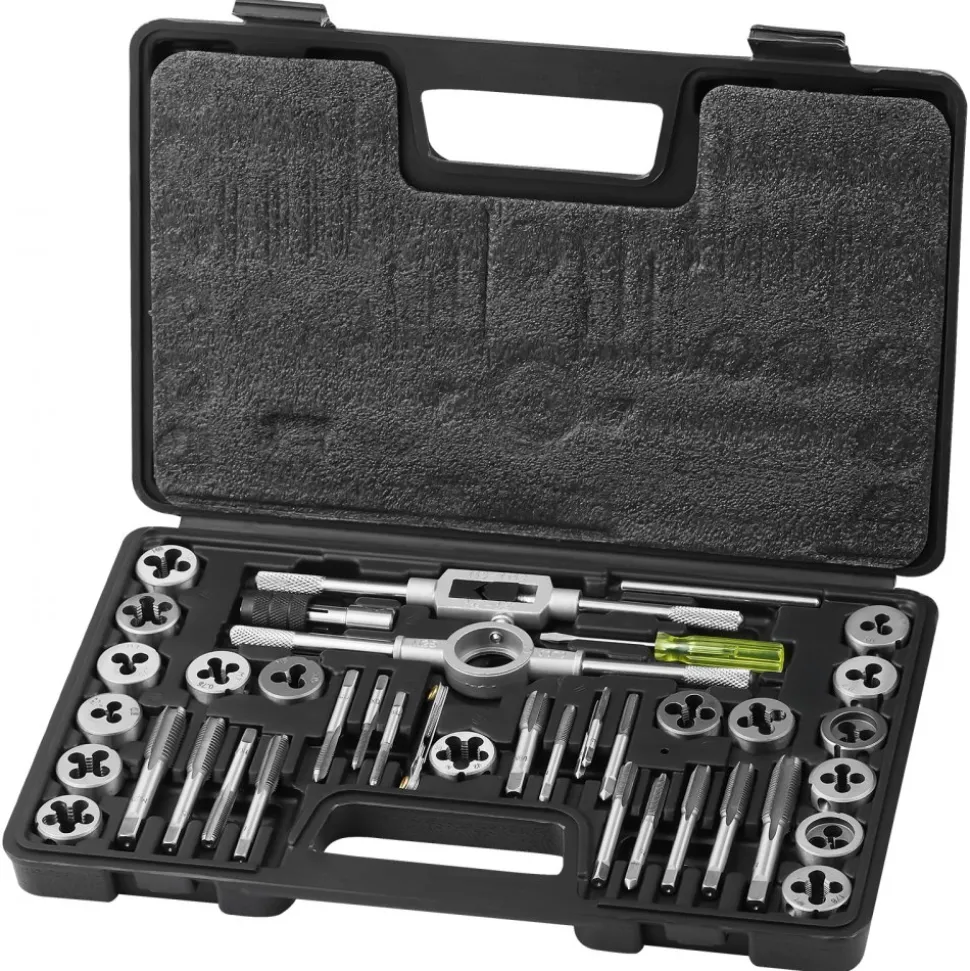 VEVOR Tap and Die Set, 40-Piece Include Metric Size M3 to M12, Bearing Steel Taps and Dies, Essential Threading Tool for Cutting External Internal Threads, with Complete Accessories and Storage Case