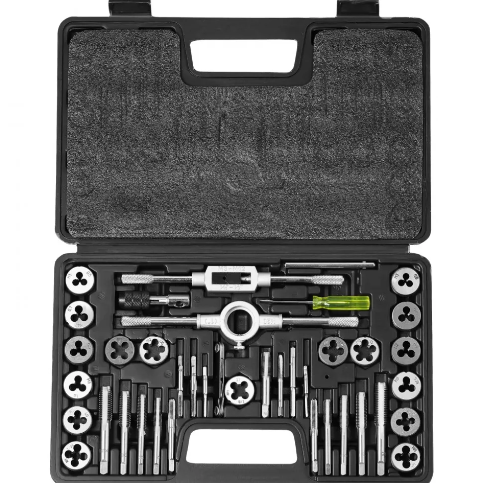 VEVOR Tap and Die Set, 40-Piece Include Metric Size M3 to M12, Bearing Steel Taps and Dies, Essential Threading Tool for Cutting External Internal Threads, with Complete Accessories and Storage Case