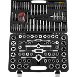 VEVOR Tap and Die Set, 116-Piece Include Metric and SAE Size, Bearing Steel Taps and Dies, Essential Threading Tool for Cutting External Internal Threads, with Complete Accessories and Storage Case