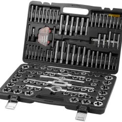 VEVOR Tap and Die Set, 116-Piece Include Metric and SAE Size, Bearing Steel Taps and Dies, Essential Threading Tool for Cutting External Internal Threads, with Complete Accessories and Storage Case