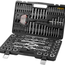 VEVOR Tap and Die Set, 116-Piece Include Metric and SAE Size, Bearing Steel Taps and Dies, Essential Threading Tool for Cutting External Internal Threads, with Complete Accessories and Storage Case