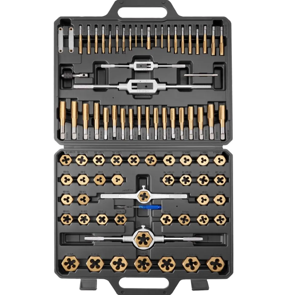 VEVOR Tap and Die Set, 86-Piece Metric and SAE Sizes M3 to M12, #4 to 5/8", with Coarse and Fine Thread Taps and Dies, Wrench, Carrying Case and Complete Accessories, for Threading and Rethreading