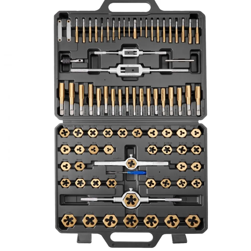VEVOR Tap and Die Set, 86-Piece Metric and SAE Sizes M3 to M12, #4 to 5/8", with Coarse and Fine Thread Taps and Dies, Wrench, Carrying Case and Complete Accessories, for Threading and Rethreading