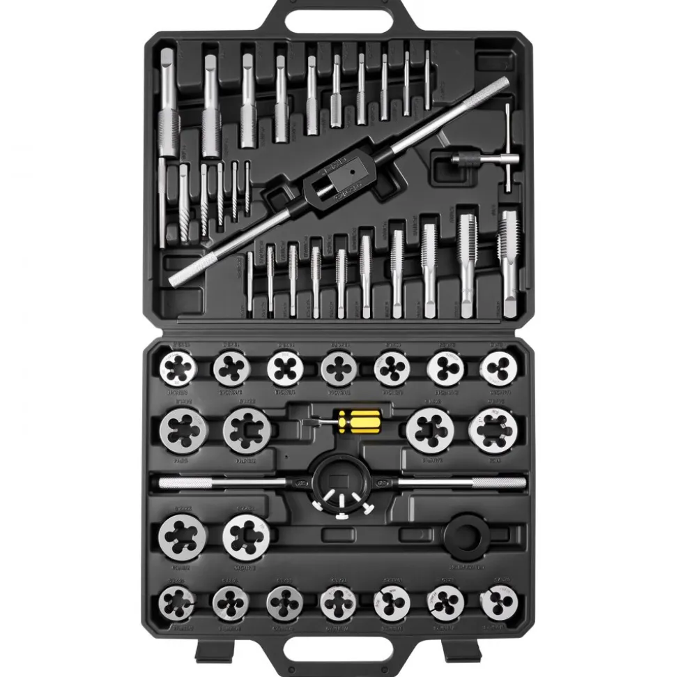 VEVOR Tap and Die Set, 51-Piece Metric Sizes M6 to M24, with Coarse and Fine Thread Taps and Dies, Wrench, Carrying Case and Complete Accessories, Bearing Steel, for Threading and Rethreading Threads