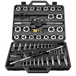 VEVOR Tap and Die Set, 51-Piece Metric Sizes M6 to M24, with Coarse and Fine Thread Taps and Dies, Wrench, Carrying Case and Complete Accessories, Bearing Steel, for Threading and Rethreading Threads