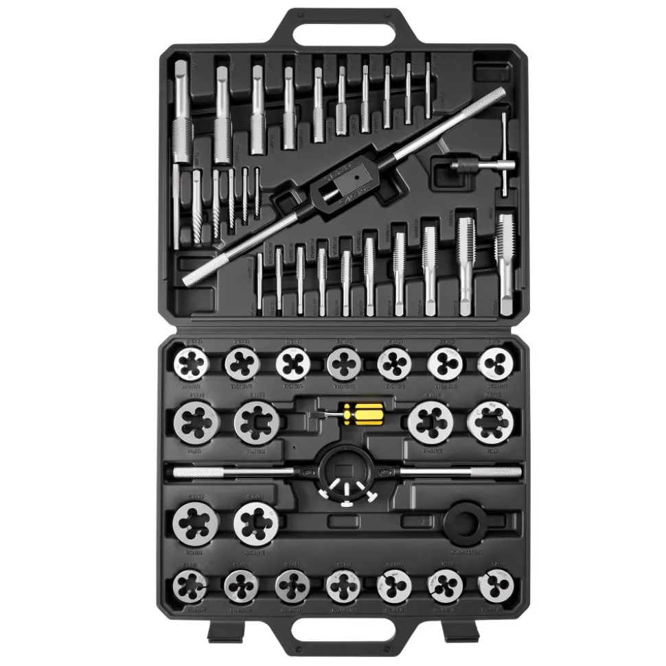 VEVOR Tap and Die Set, 51-Piece Metric Sizes M6 to M24, with Coarse and Fine Thread Taps and Dies, Wrench, Carrying Case and Complete Accessories, Bearing Steel, for Threading and Rethreading Threads