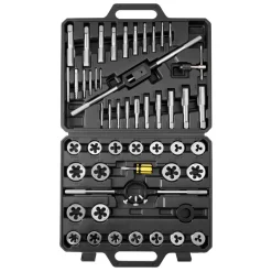 VEVOR Tap and Die Set, 51-Piece SAE Sizes 1/4" to 1", with Coarse and Fine Thread Taps and Dies, Wrench, Carrying Case and Complete Accessories, Bearing Steel, for Threading and Rethreading Threads