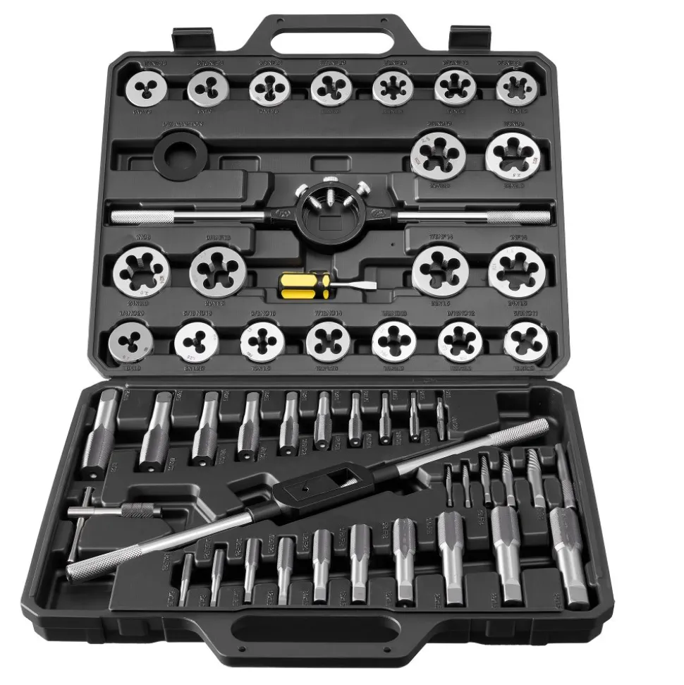 VEVOR Tap and Die Set, 51-Piece SAE Sizes 1/4" to 1", with Coarse and Fine Thread Taps and Dies, Wrench, Carrying Case and Complete Accessories, Bearing Steel, for Threading and Rethreading Threads