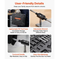 VEVOR Tap and Die Set, 51-Piece SAE Sizes 1/4
