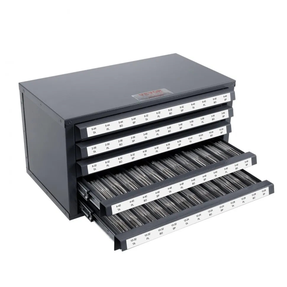 VEVOR Tap Dispenser Cabinet, Five-Drawer Tap Organizer Cabinet for #2-56-#12-28 Steel Tap Dispenser Organizer Cabinet with Labels, 60-Compartment Stackable Tap Cabinet for Tap Storage