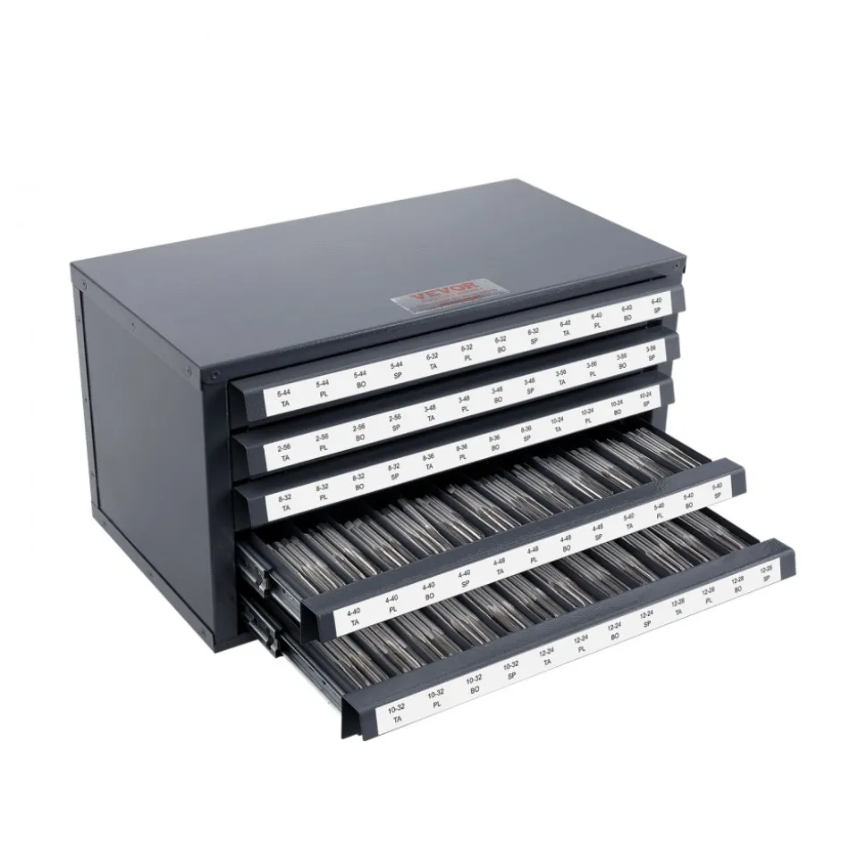 VEVOR Tap Dispenser Cabinet, Five-Drawer Tap Organizer Cabinet for #2-56-#12-28 Steel Tap Dispenser Organizer Cabinet with Labels, 60-Compartment Stackable Tap Cabinet for Tap Storage