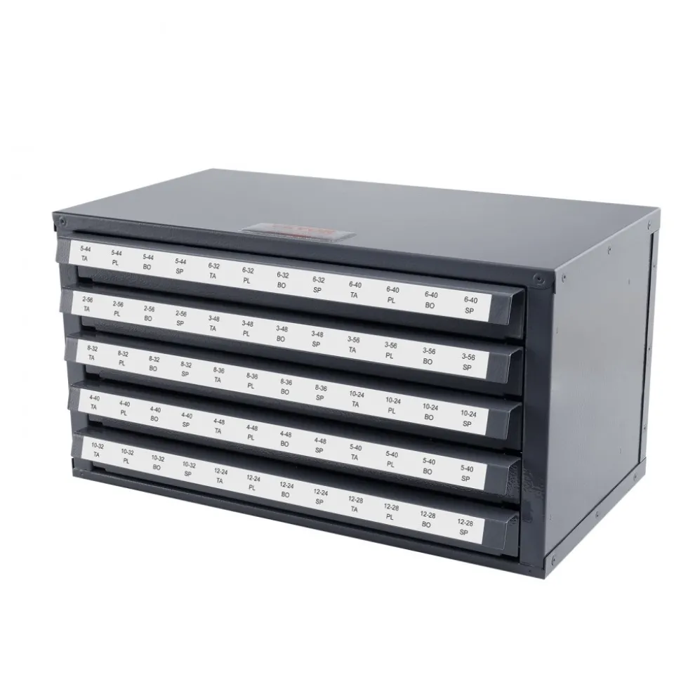 VEVOR Tap Dispenser Cabinet, Five-Drawer Tap Organizer Cabinet for #2-56-#12-28 Steel Tap Dispenser Organizer Cabinet with Labels, 60-Compartment Stackable Tap Cabinet for Tap Storage