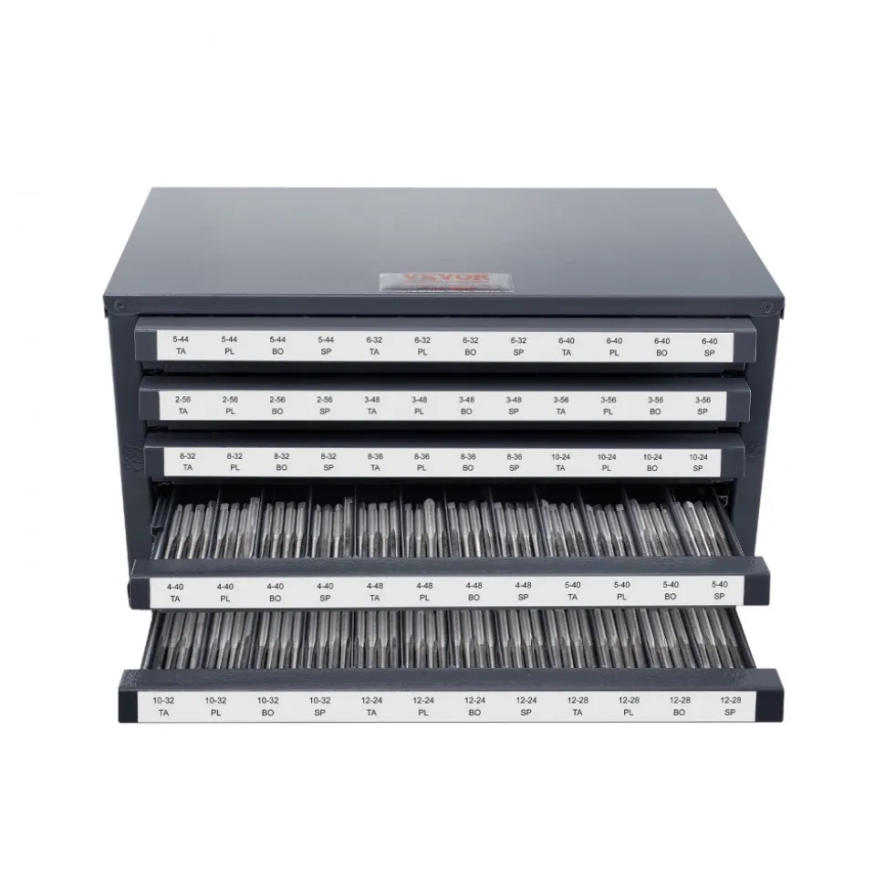 VEVOR Tap Dispenser Cabinet, Five-Drawer Tap Organizer Cabinet for #2-56-#12-28 Steel Tap Dispenser Organizer Cabinet with Labels, 60-Compartment Stackable Tap Cabinet for Tap Storage