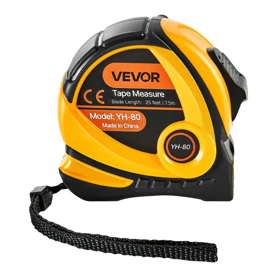 VEVOR Tape Measure 25 ft Length, Measuring Tape with Retractable, Imperial and Metric ft/m Dual-Scale & ABS Case & Easy Read Steel Measurement Tool, for Outdoor,Decoration