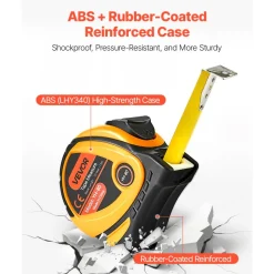 VEVOR Tape Measure 25 ft Length, Measuring Tape with Retractable, Imperial and Metric ft/m Dual-Scale & ABS Case & Easy Read Steel Measurement Tool, for Outdoor,Decoration