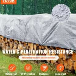 VEVOR Tarp Waterproof 16x20 ft, Plastic Poly Tarp Cover 10 Mil, Multi Purpose Tear UV and Temperature Resistant Outdoor Tarpaulin with High Durability Reinforced Grommets (Silver/Brown)
