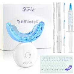 VEVOR Teeth Whitening Kit with LED Light, 32 LED Accelerator Lights, Whitening Strips, Pens and Gel Syringes, U-Shaped Tray, Wireless Portable Kit Fast and Effectively Removes Stubborn Stains