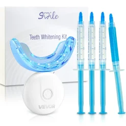 VEVOR Teeth Whitening Kit with LED Light, 32 LED Accelerator Lights, Whitening Gel Syringe, Desensitizing Gel, and U-Shaped Tray, Wireless Portable Kit Fast and Effectively Removes Stubborn Stains